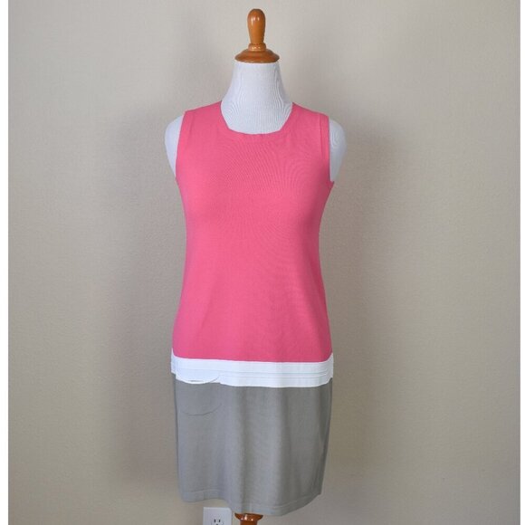 D. Exterior Color Block Stretch Knit Shift Dress - L - Picture 1 of 8